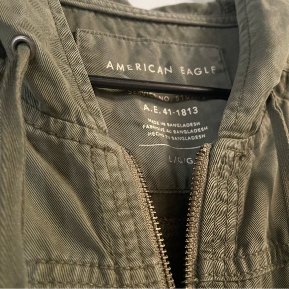 American eagle olive green lightweight full zip utility jacket casual size Large - Picture 8 of 8